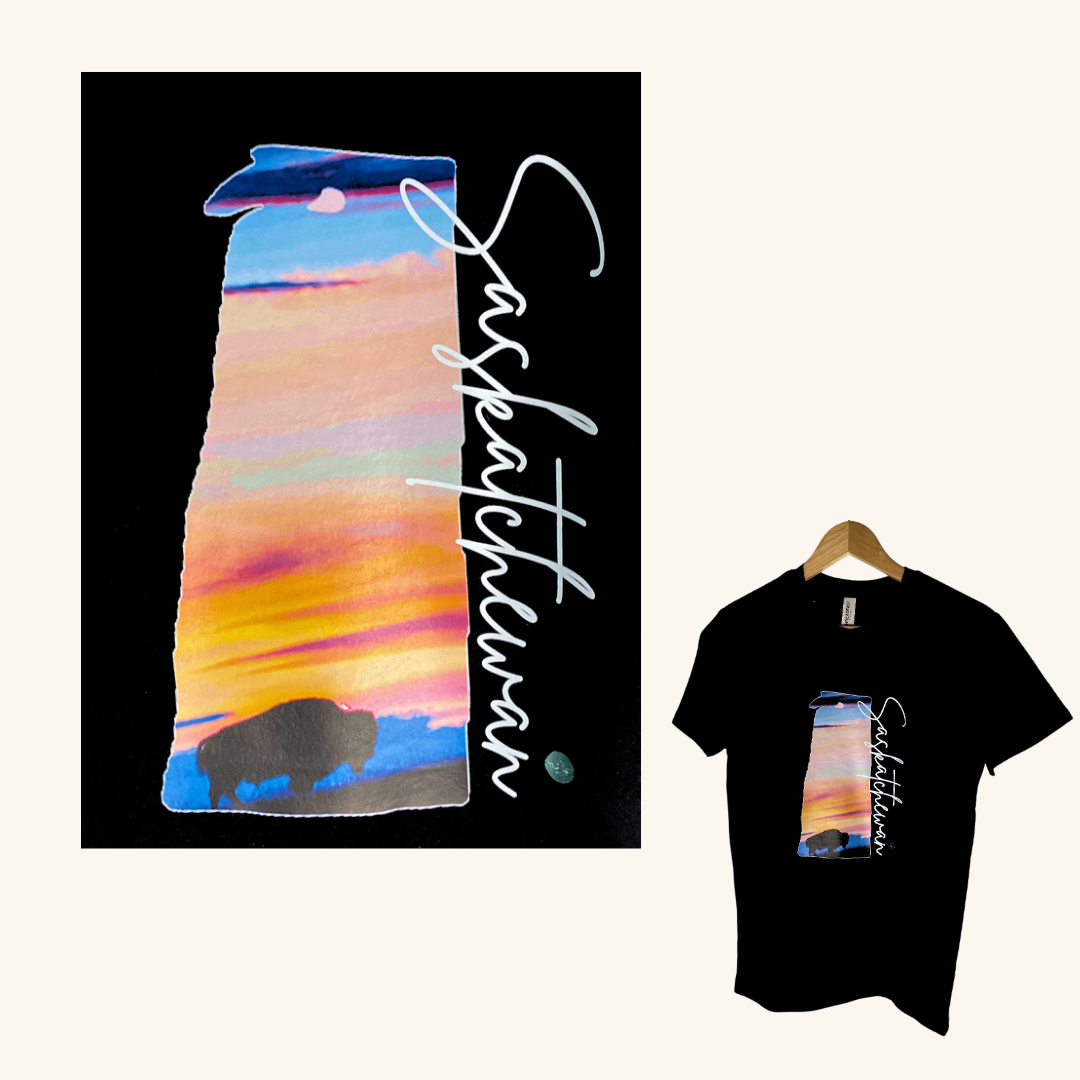 Soft Style T-Shirt with Bison Sunset