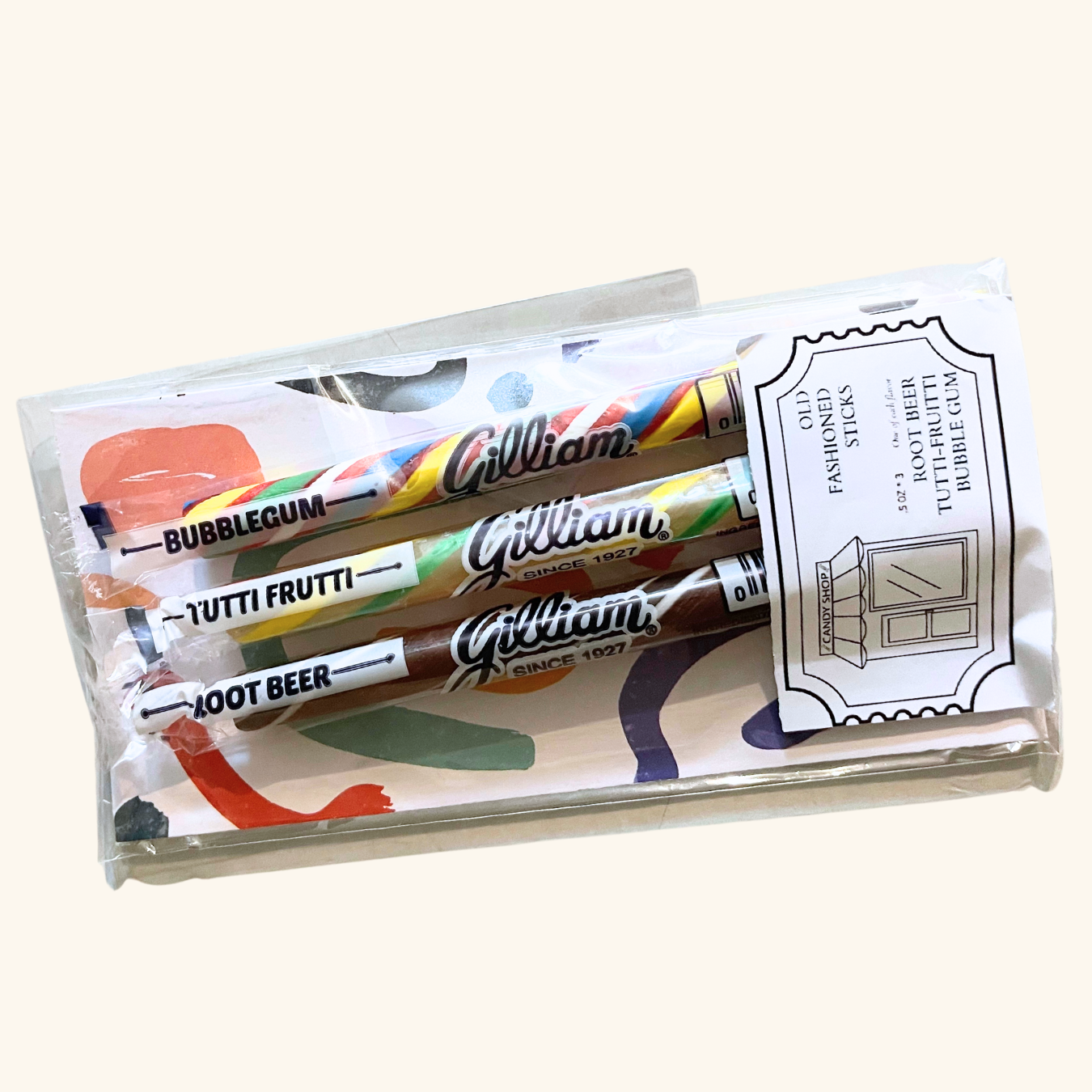 We also have Gilliam Old Fashioned Sticks - each package includes a Root Beer, Tutti Fruitti and Bubblegum stick.