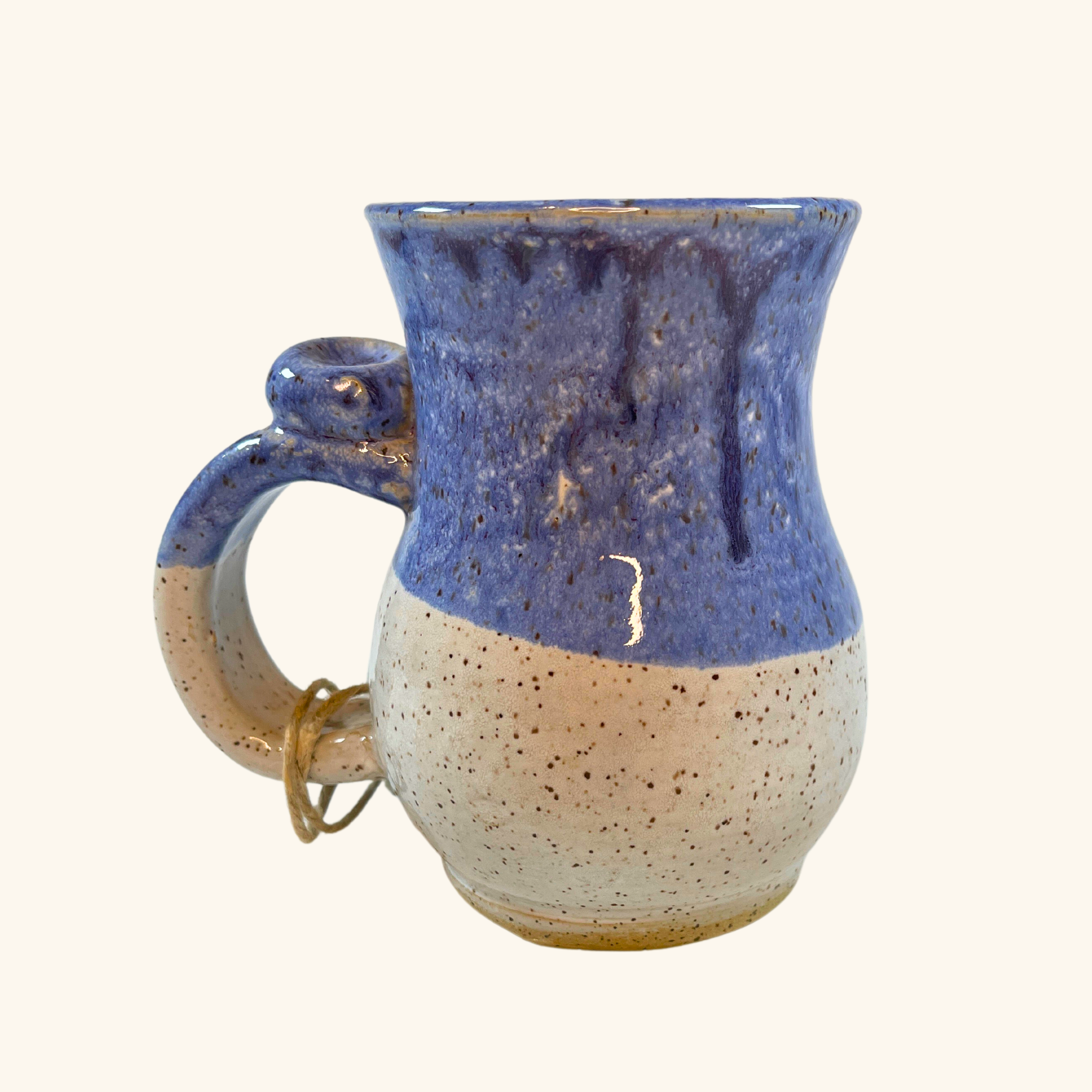 Hand crafter blue and white cermic mug