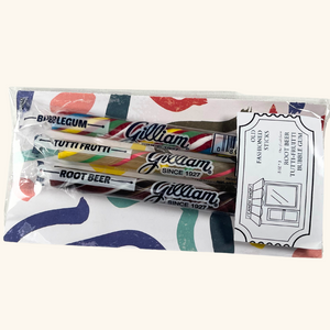 Nostalgic candy sticks in Root Beer, Tutti Frutti, and Bubblegum flavors.