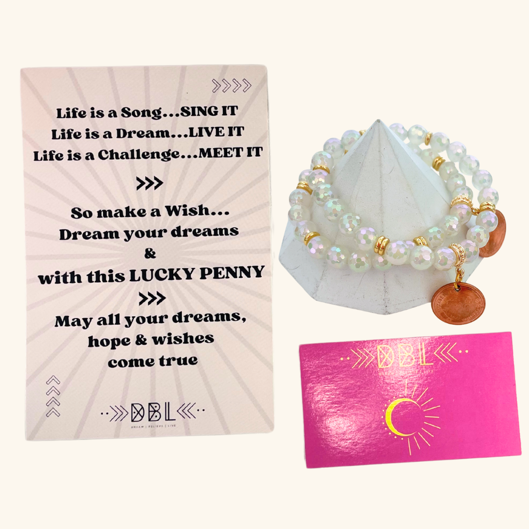 The DBL bracelet lucy charm package showing each piece