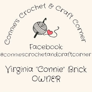 Connie's Crochet & Craft Corner logo, representing handmade crochet creations from Regina, Saskatchewan.