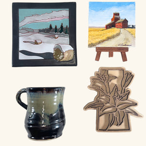 Handcrafted Prairie gifts from local artisans, including gourmet treats, pottery, and artisanal home goods.