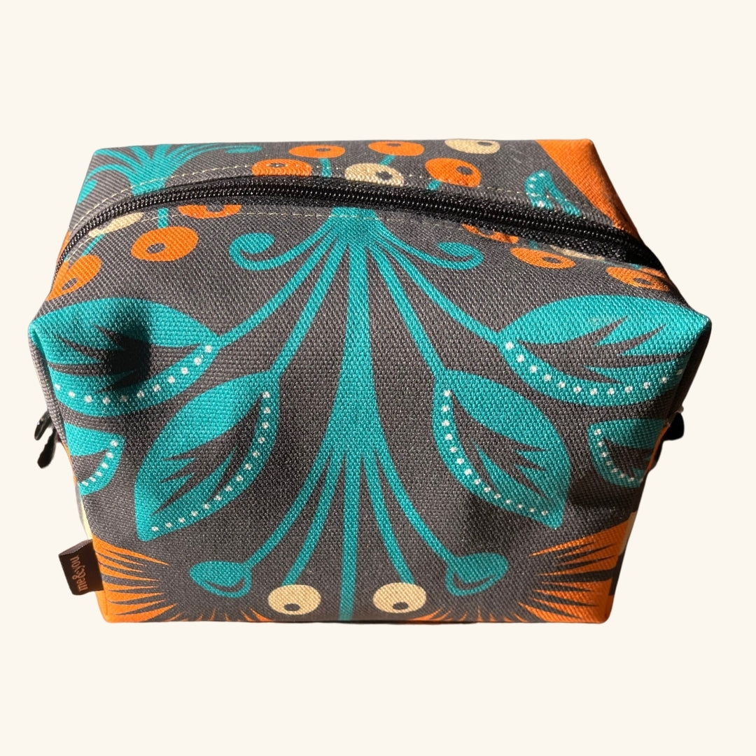 Handmade box bag from Me & You Handmades, featuring a vibrant red Prairie Lily pattern, crafted with sustainable materials