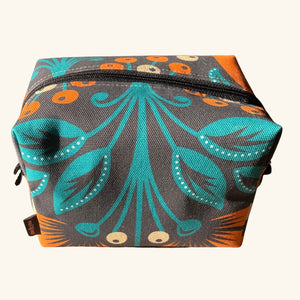 Me & You Handmades box bag in a stylish lilies with blue leaves pattern, made with high-quality, durable fabric