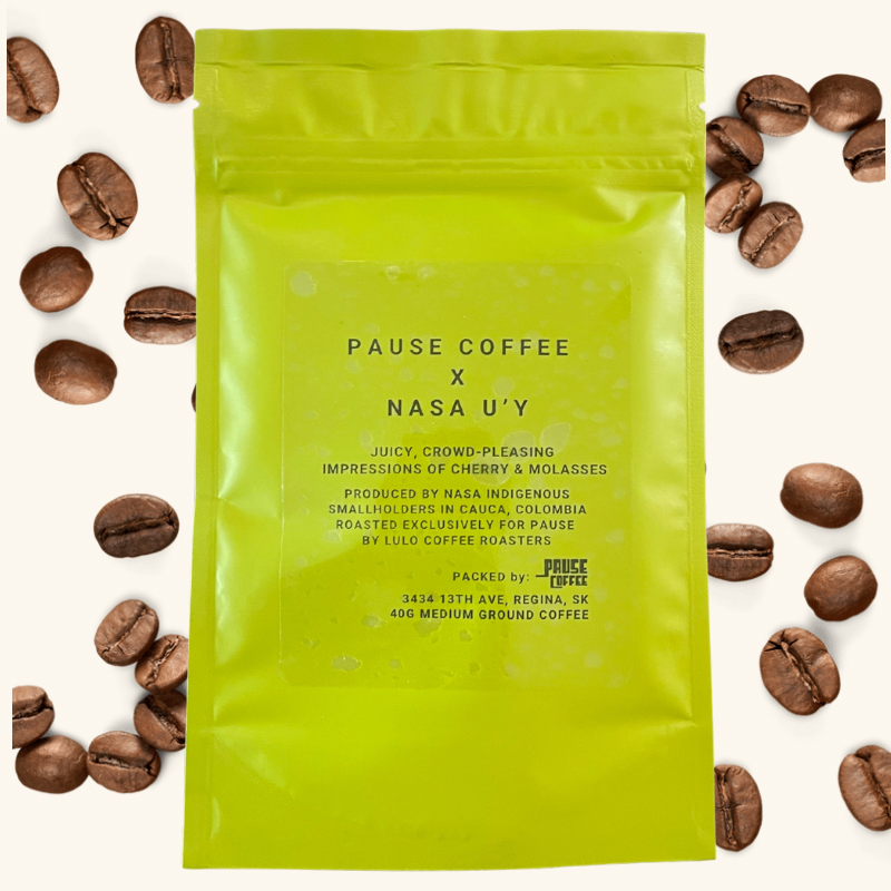 Pause Coffee x NASA U’Y, a bright and juicy coffee blend with cherry and molasses notes, ethically sourced for an energizing flavor.