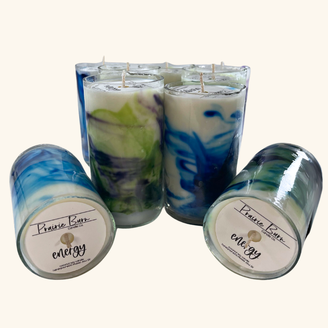 Prairie Burn Candle Co. 9oz Northern Lights-inspired candle, crafted with a coconut-soy wax blend and a cotton wick.