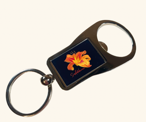 Prairie Lily keychain handcrafted at QCGifts.ca, featuring Saskatchewan’s provincial flower in a stylish design.