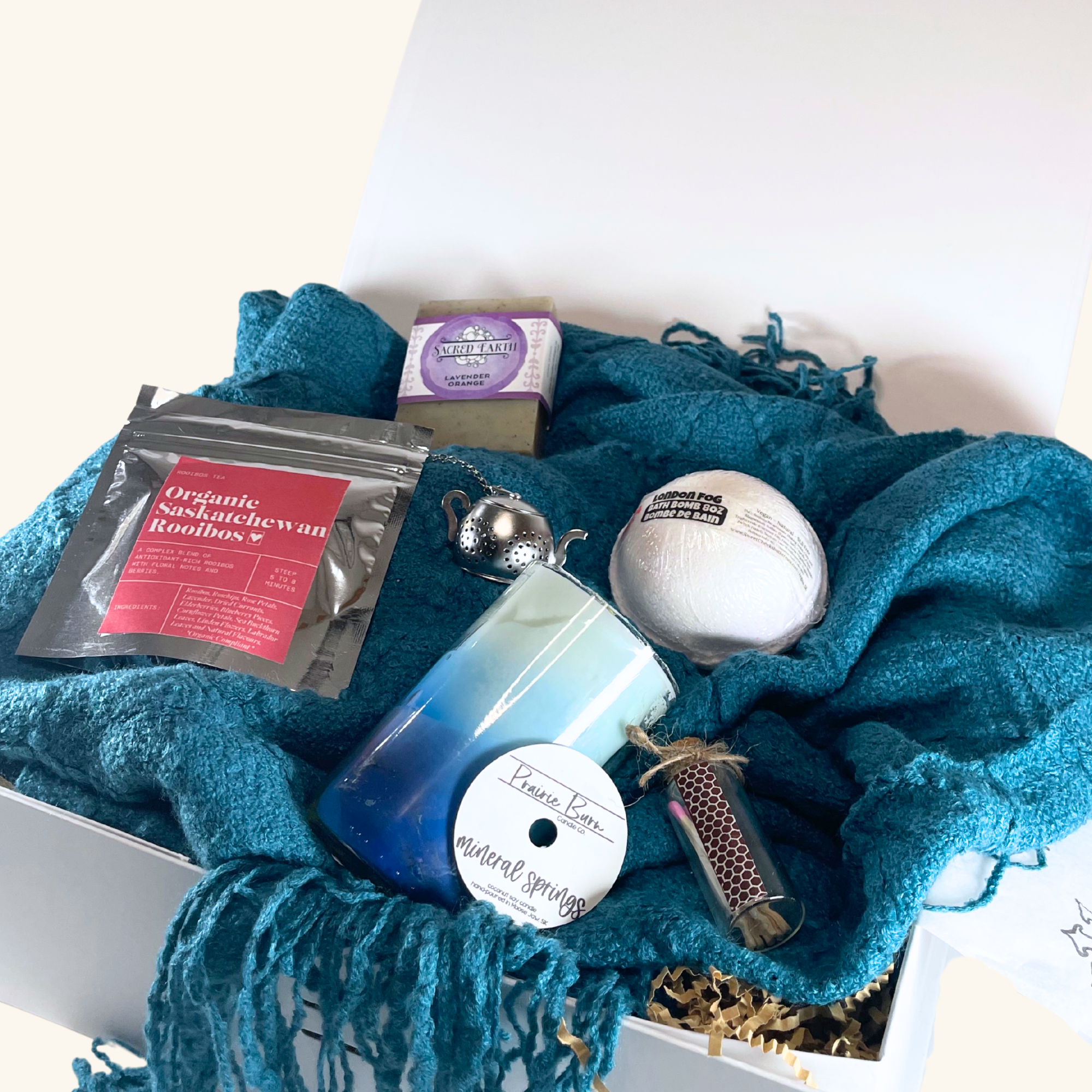 Relax & Unwind Gift Box – A thoughtfully curated wellness gift set featuring locally made self-care essentials for ultimate relaxation