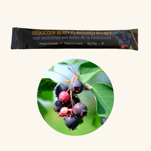 Tu-Bees Saskatoon Berry Honey Stick – A Prairie-inspired honey with the sweet, rich flavor of Saskatoon berries blended into pure honey