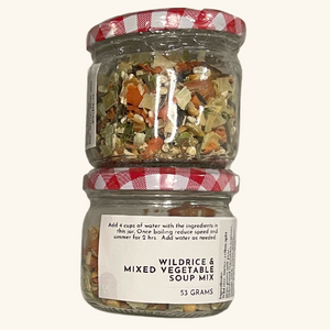 Wild Rice & Mixed Vegetable Soup Mix – A hearty, wholesome soup mix featuring premium wild rice and fresh vegetables.