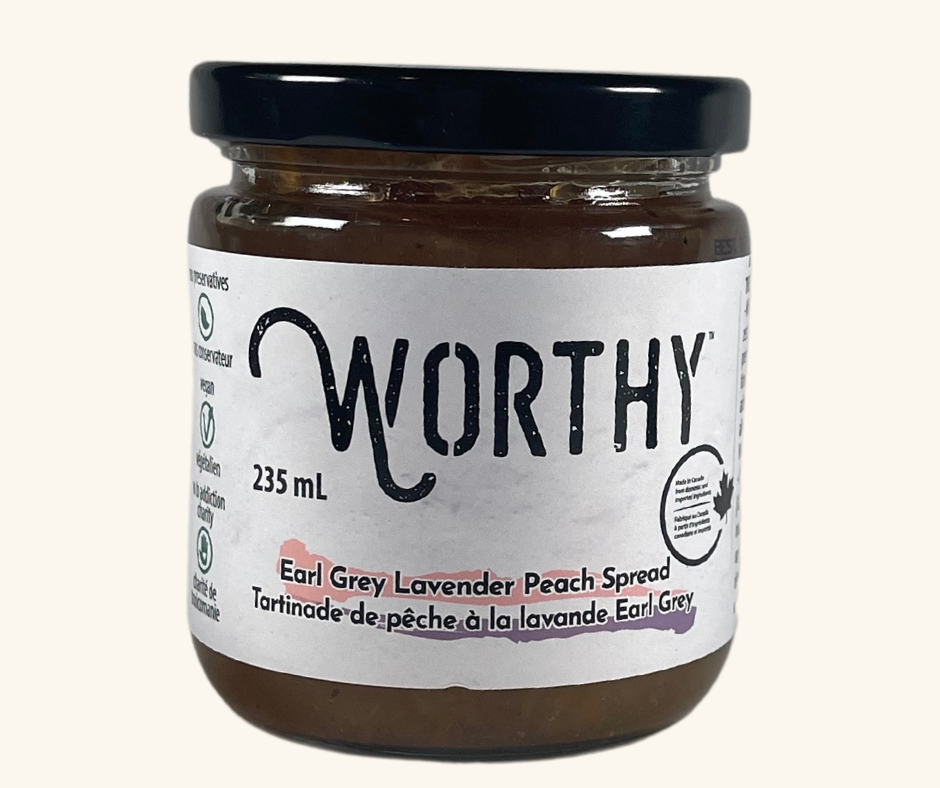 Worthy brand spreads – Earl Grey Lavender Peach and Gingersnap Apple – served on toast, showcasing their rich flavors and smooth texture.